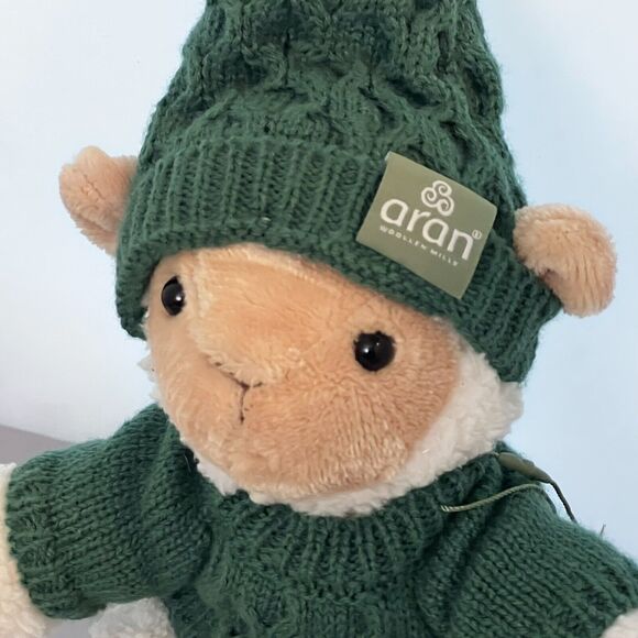 Aran Woollen Mills Sheep Stuffed Animal Wool Knit Hat and Sweater Ireland NWT - Picture 3 of 11
